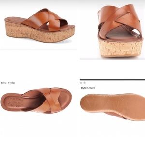 Kork-ease Sabrina Brown Leather Slip on Platform Wedges Sandals New No box 7 38